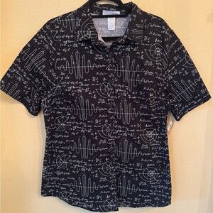 Eva Rose Novelty Print Mathematics Short Sleeve Shirt Button Down Size XL NWT